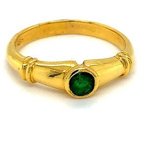 Emerald .40ct Solid 18K Yellow Gold Ring